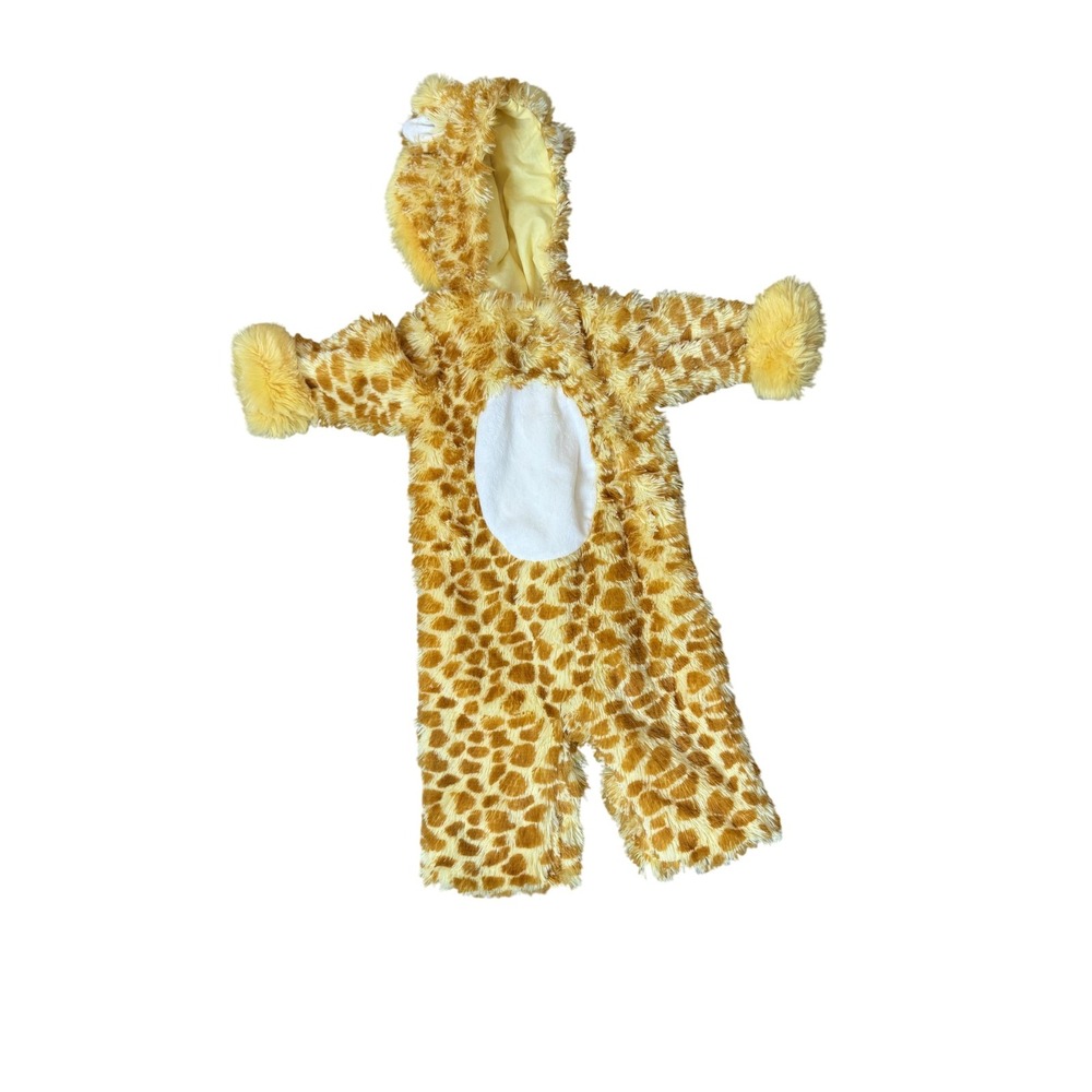 Pottery Barn Kids Giraffe Costume Infant 0-6 Months Yellow Plush Hooded Snaps